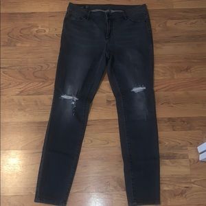 Armani Exchange Dark Grey Ripped Jeans